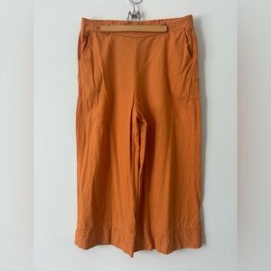 Joie Linen Wide Leg Stretch Waist High Rise Cropped Flowy Pants With Pockets